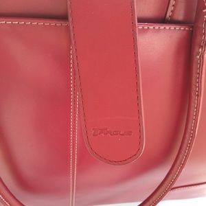 Targus red leather laptop bag.